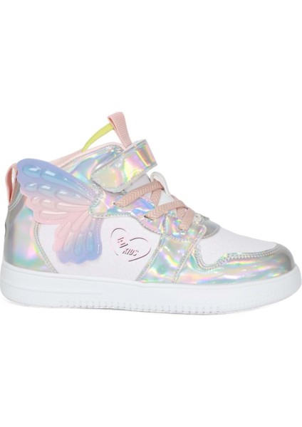 Kidessa 2068 Anatomik Tabanlı Ultra Hafif Kız Çocuk Boğazlı Sneakers Ayakkabı - Nkt02068-Gümüş-30