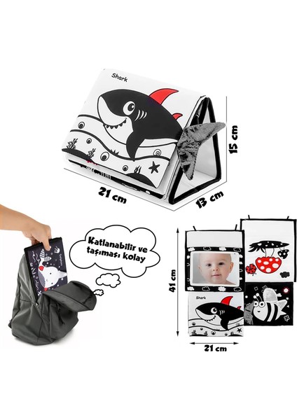 Tummy Time Hışırtılı Yumuşak Bez Aktivite Kitabı - Siyah Beyaz fırsatları
