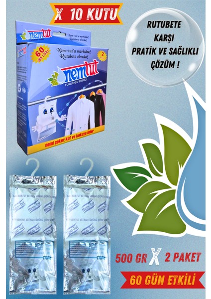 Nem Tutucu Engelleyici Rutubet Giderici Önleyici Korozyon Önleyici Koku Giderici (10 KUTU/20 PAKET)