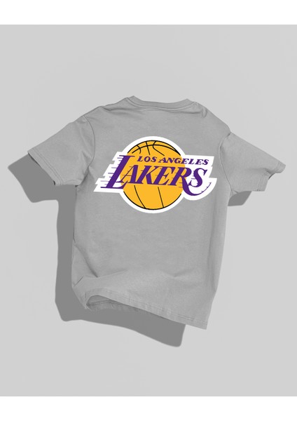 Lakers Tasarımı Sırt Baskılı Yüksek Kalite Kompakt Oversize T-Shirt