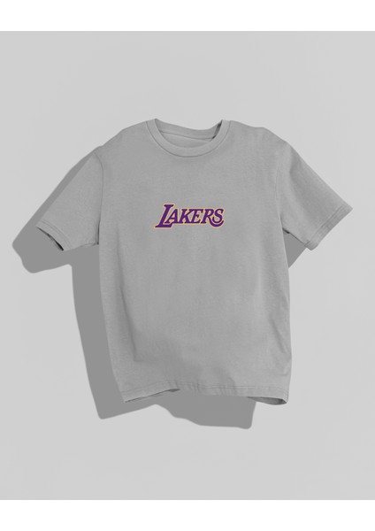 Lakers Tasarımı Sırt Baskılı Yüksek Kalite Kompakt Oversize T-Shirt