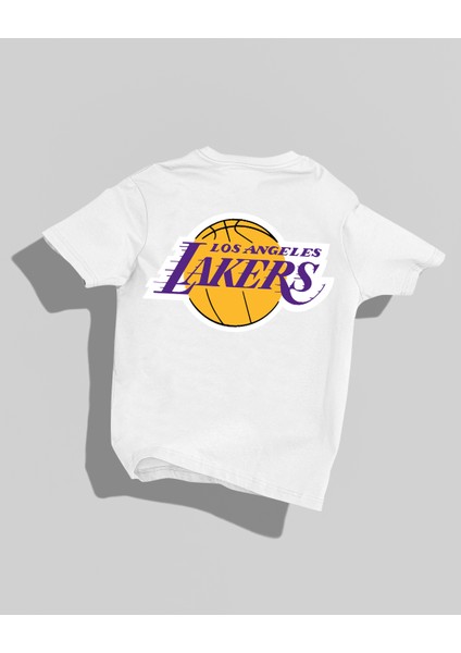 Lakers Tasarımı Sırt Baskılı Yüksek Kalite Kompakt Oversize T-Shirt