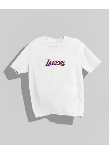 Lakers Tasarımı Sırt Baskılı Yüksek Kalite Kompakt Oversize T-Shirt