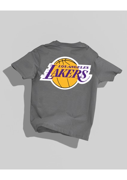 Lakers Tasarımı Sırt Baskılı Yüksek Kalite Kompakt Oversize T-Shirt