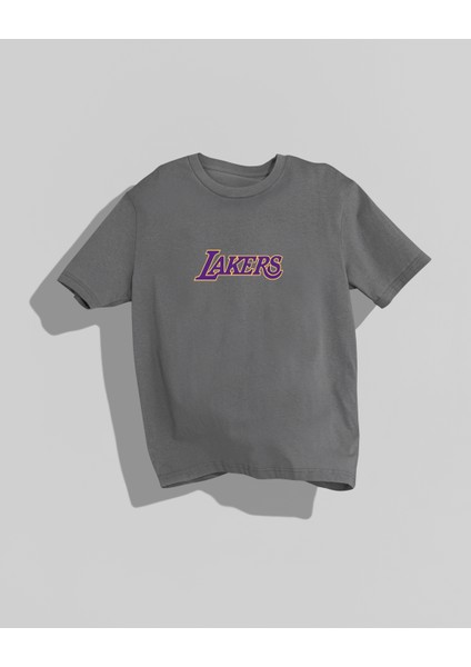 Lakers Tasarımı Sırt Baskılı Yüksek Kalite Kompakt Oversize T-Shirt