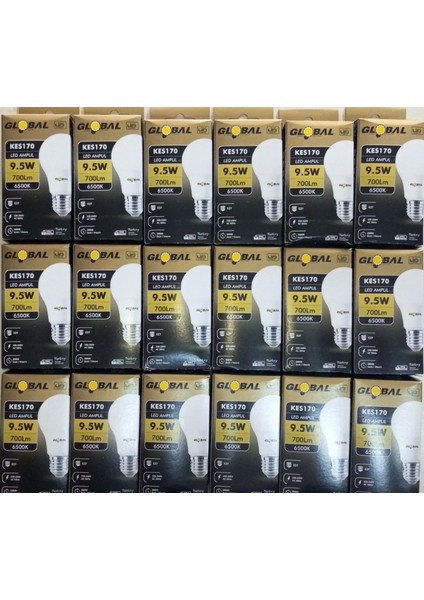 6 Adet 9.5 Watt Global LED Ampul 700 Lümen Beyaz Işık
