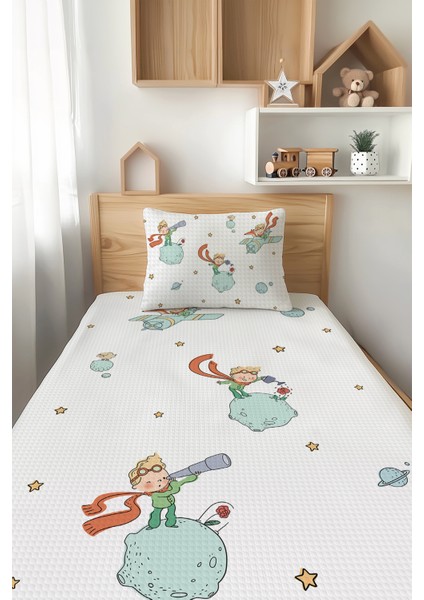 Küçük Prens Desenli Tek Kişilik Çocuk Pike Takımı