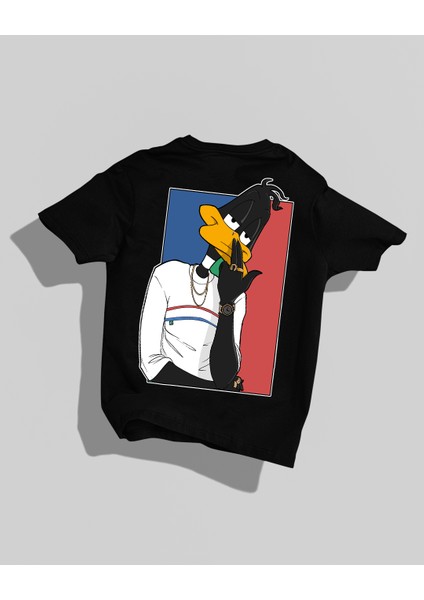 Daffy Duck Tasarımı Sırt Baskılı Yüksek Kalite Kompakt Oversize T-Shirt