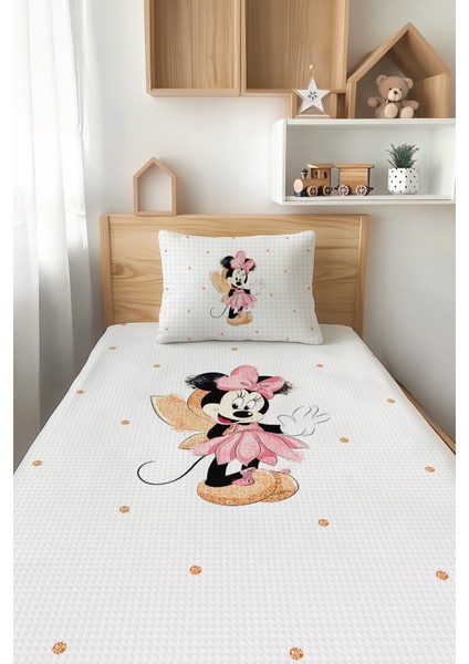 Mickey Mouse Desenli Tek Kişilik Çocuk Pike Takımı Tlap-040