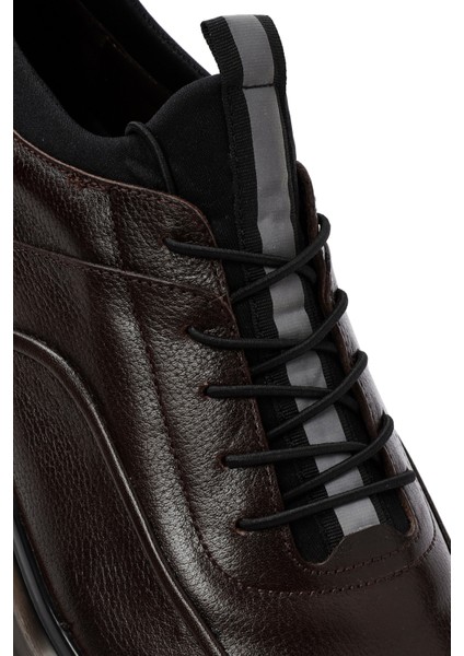 Erkek Kahverengi Bağcıklı Deri Casual Sneaker 24Wfd7225Ft