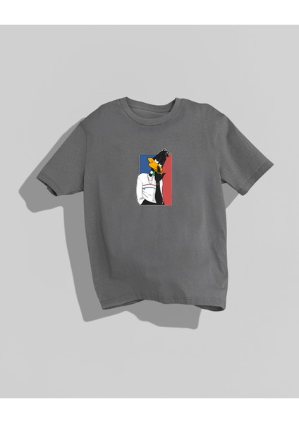 Daffy Duck Tasarımı Sırt Baskılı Yüksek Kalite Kompakt Oversize T-Shirt