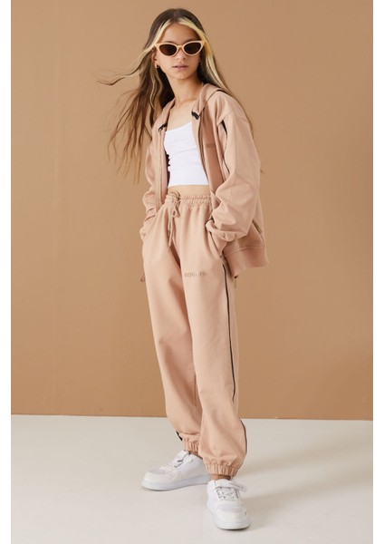 Bej Original Yazılı Hırkalı Kız Çocuk Eşofman Takımı 19488 modelleri