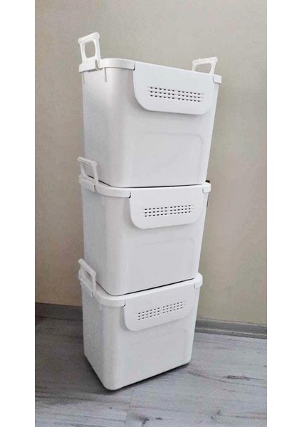 Motek Mybox 3X30 Litre Kulplu Çok Amaçlı Organizer Saklama Kutusu-Mt-35