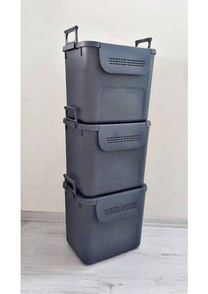 Motek Mybox 3X30 Litre Kulplu Çok Amaçlı Organizer Saklama Kutusu-Mt-35