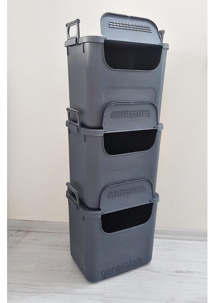 Motek Mybox 3X30 Litre Kulplu Çok Amaçlı Organizer Saklama Kutusu-Mt-35