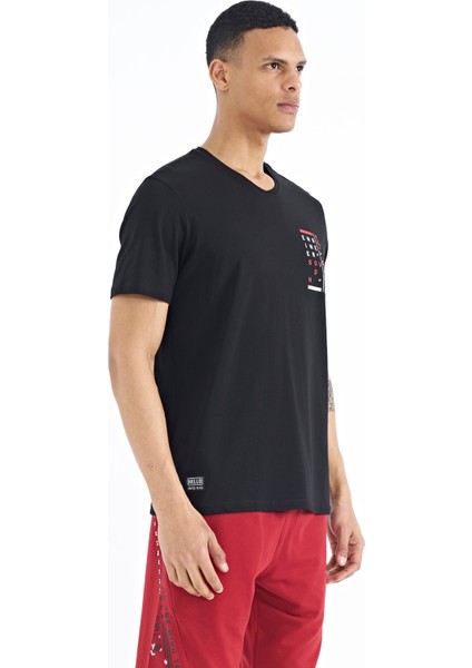 Erkek Siyah 0 Yaka T-Shirt 88186 fiyatları