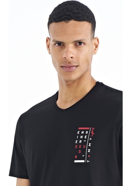 Erkek Siyah 0 Yaka T-Shirt 88186 modelleri