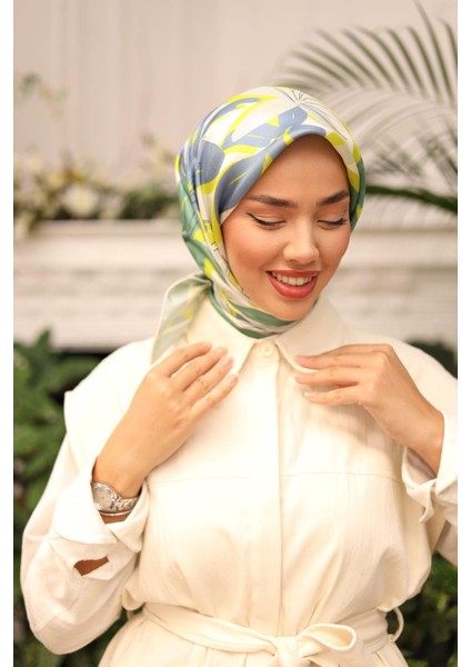 Twill Ipek Eşarp - 11439-24 Yeşil fırsatları