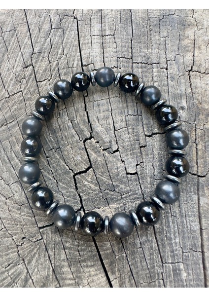 8 mm Shungite Taşı Oniks Hematit Taşı Doğaltaş Erkek Bileklik modelleri