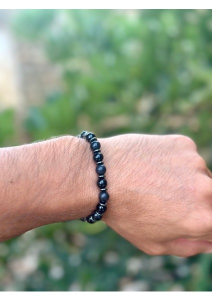 8 mm Shungite Taşı Oniks Hematit Taşı Doğaltaş Erkek Bileklik fırsatları