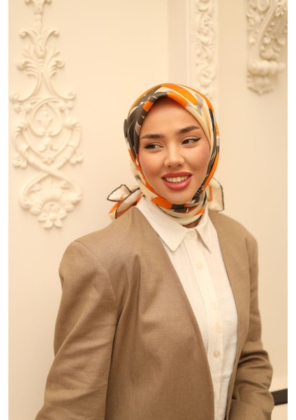 Twill Ipek Eşarp - 11439-50 Turuncu