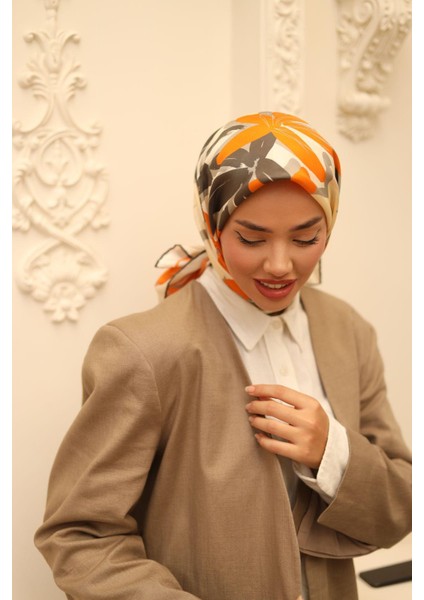 Twill Ipek Eşarp - 11439-50 Turuncu fırsatları