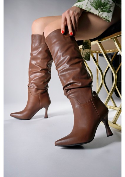 Bhelzilo Kadın Topuklu Çizme 00128511 Vegan Deri Şık Görünüm İle Rahat Yürüyüş modelleri