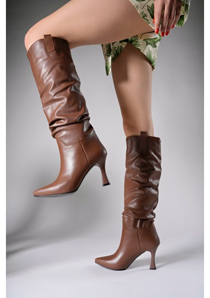 Bhelzilo Kadın Topuklu Çizme 00128511 Vegan Deri Şık Görünüm İle Rahat Yürüyüş fırsatları