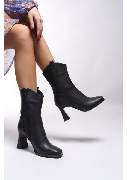 Qhicase Kadın Yüksek Topuklu Kısa Çizme 0012805 indirimleri
