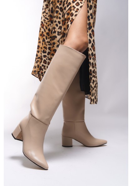 Kadın Çizme Şık Tasarım ve Konforlu Kullanım ile Bej Renk 00125000 fırsatları