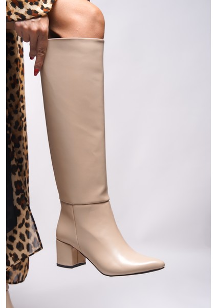 Kadın Çizme Şık Tasarım ve Konforlu Kullanım ile Bej Renk 00125000 indirimleri