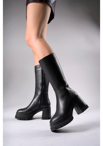 Lvamel Kadın Diz Altı Topuklu Çizme 0012501