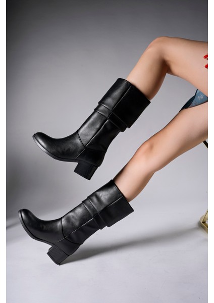 Ziecno Kadın Vegan Deri Çizme Kalın Topuklu Günlük Kullanıma Uygun Şık ve Rahat Tasarım fiyatları