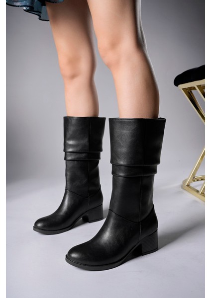 Ziecno Kadın Vegan Deri Çizme Kalın Topuklu Günlük Kullanıma Uygun Şık ve Rahat Tasarım modelleri