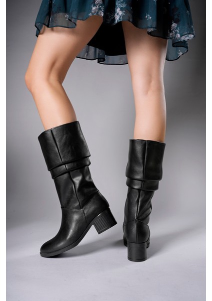 Ziecno Kadın Vegan Deri Çizme Kalın Topuklu Günlük Kullanıma Uygun Şık ve Rahat Tasarım indirimleri