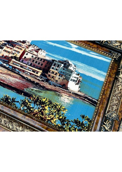 Riviera'da Bir Gün Adlı Iran Tebriz Halı Tablo 123x73cm - Duvar Halı Kilim Tablo modelleri