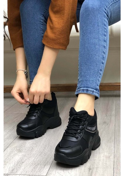 2069 Anatomik Gizli Dolgu Tabanlı Kadın Sneakers Ayakkabı - Nkt02069-Sıyah-38 fiyatları