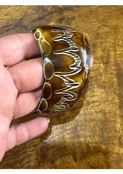 Oyma Işleme Kemik Hint Tasarımı Kadın Bilezik Çap 7 cm