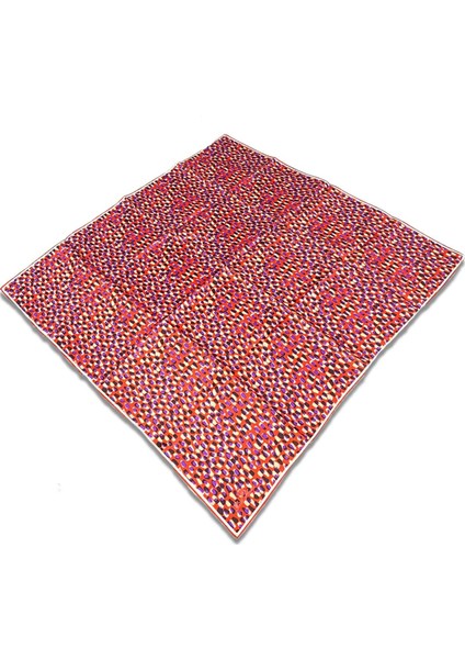 Kırmızı Mor Karma Desen Tivil Ipek Eşarp 11426-244