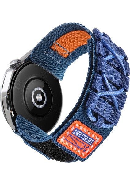 Galaxy Watch 46MM KRD-112 22MM Orbital Örgülü Halat Tasarımlı Naylon Kumaş Hasır Kordon-Mavi modelleri