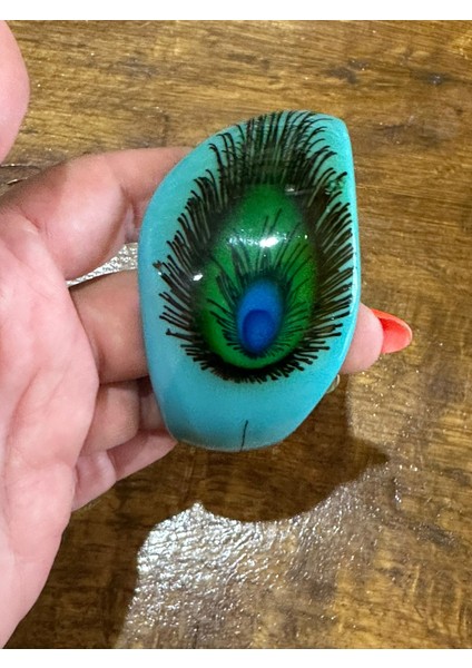 Tavus Kuşu Kanadı Desenli Kemik Kadın Hint Bileziği Çap 7 cm indirimleri