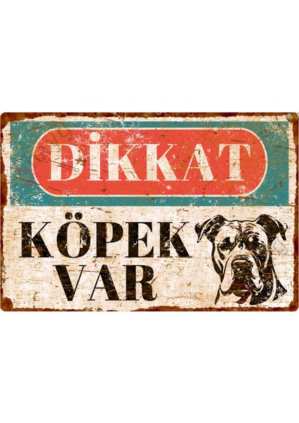 Hayg Equipment Pas Görünümlü Dikkat Köpek Var Alüminyum Uyarı Levhası - Vintage Dogo Argentino Tabela - 15CMX22,5CM