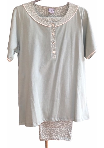 NENA-24613-BAYAN Kısa Kollu Patlı % 100 Pamuk Pijama Takımı