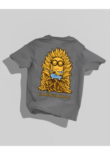 Game Of Bananas Tasarımı Sırt Baskılı Yüksek Kalite Kompakt Oversize T-Shirt