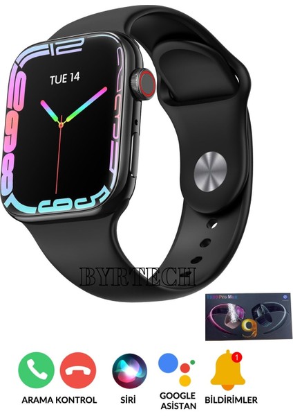 1 Yıl Watch 9 Series T900 Pro Max Akıllı Saat + Pro 5 Mini Bluetooth Kulaklık Ikili Paket Çok Renkl