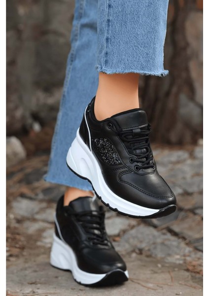 2070 Anatomik Dolgu Tabanlı Kadın Sneakers Ayakkabı - Nkt02070-Sıyah Beyaz-37 fiyatları