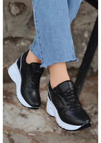 2070 Anatomik Dolgu Tabanlı Kadın Sneakers Ayakkabı - Nkt02070-Sıyah Beyaz-37 modelleri