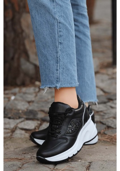 2070 Anatomik Dolgu Tabanlı Kadın Sneakers Ayakkabı - Nkt02070-Sıyah Beyaz-37 fırsatları