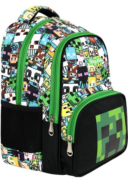 Back To School Mine Creeper 3'lü Set Ilkokul Çantası, Termal Beslenme Çantası ve Kalem Kutusu Seti