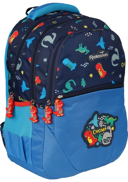 Back To School RLX-1350 Erkek Çocuk Beslenmeli Ilk Okul Çantası Araba ve Dinazor Desenli Mavi Mavi fiyatları